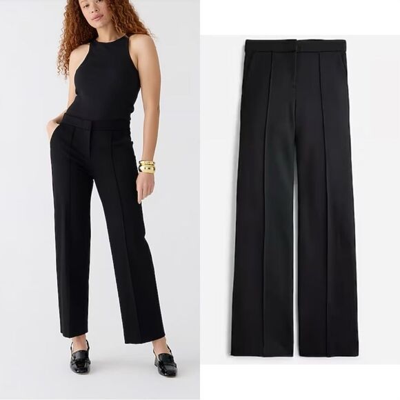 NWT J CREW TALL Italian Ponte Straight Leg Trousers in black - Picture 1 of 5